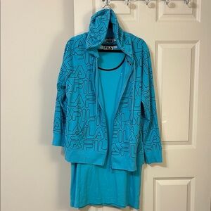 Fila Teal Zip Front Hoodie and Curvy Tank Dress Combo